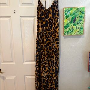 Leopard Print Maxi Jumpsuit